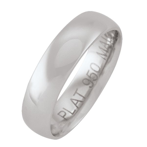 5Mm Platinum Domed Top With Inside Comfort Fit Wedding Band (Available In Various Ring Sizes)