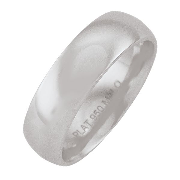 6Mm Platinum Domed Top With Inside Comfort Fit Wedding Band (Available In Various Ring Sizes)