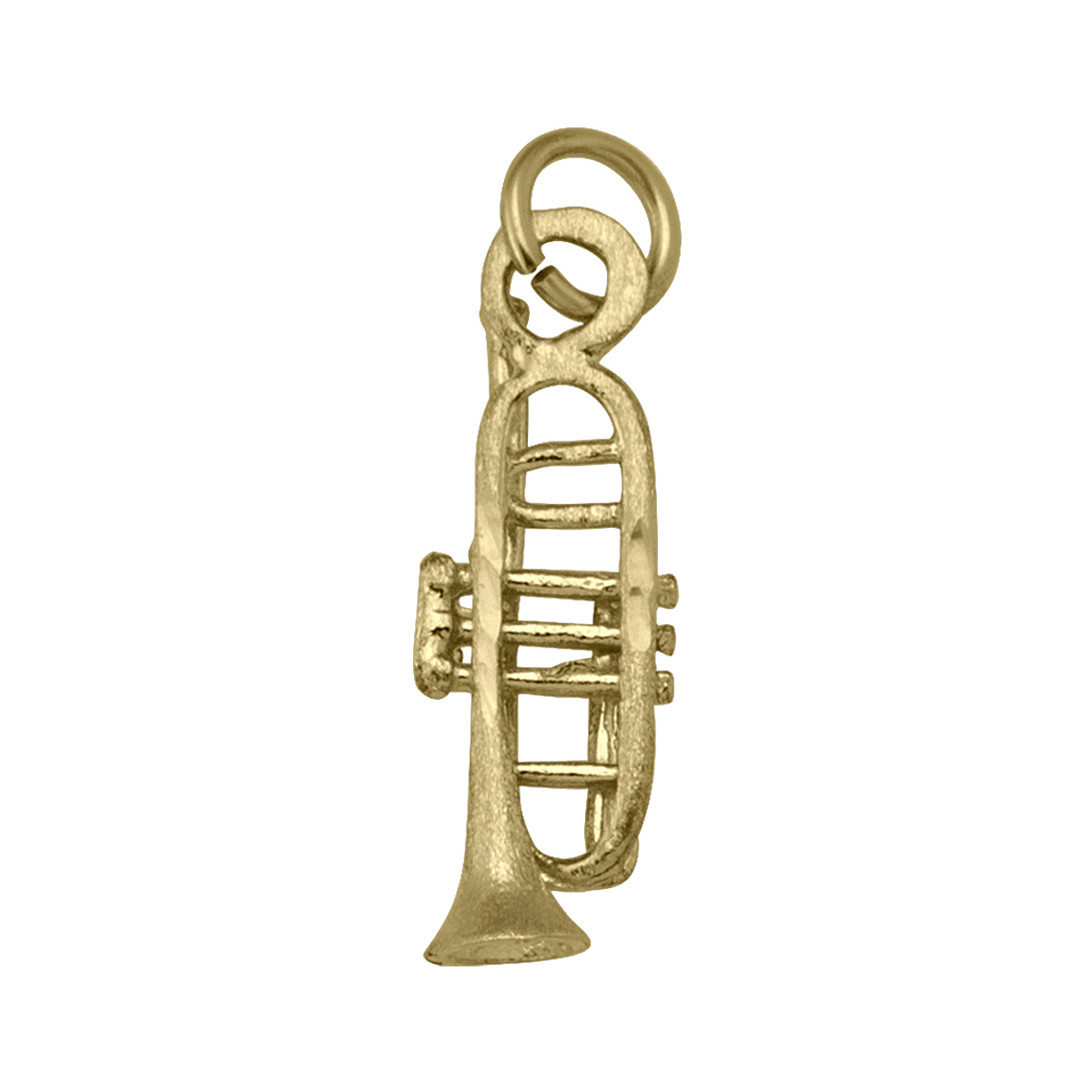 Gold Charm, Yellow Gold Trumpet Charm , Trumpet, Charm