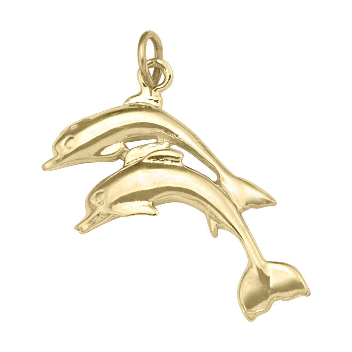 Yellow Gold Double Dolphin Charm