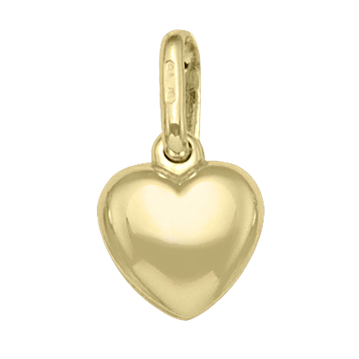 Yellow Gold Puffed Heart Charm - 18K