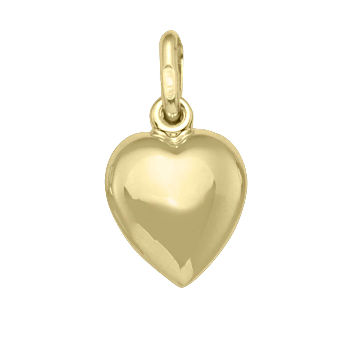 Yellow Gold Puffed Heart Charm - 18K