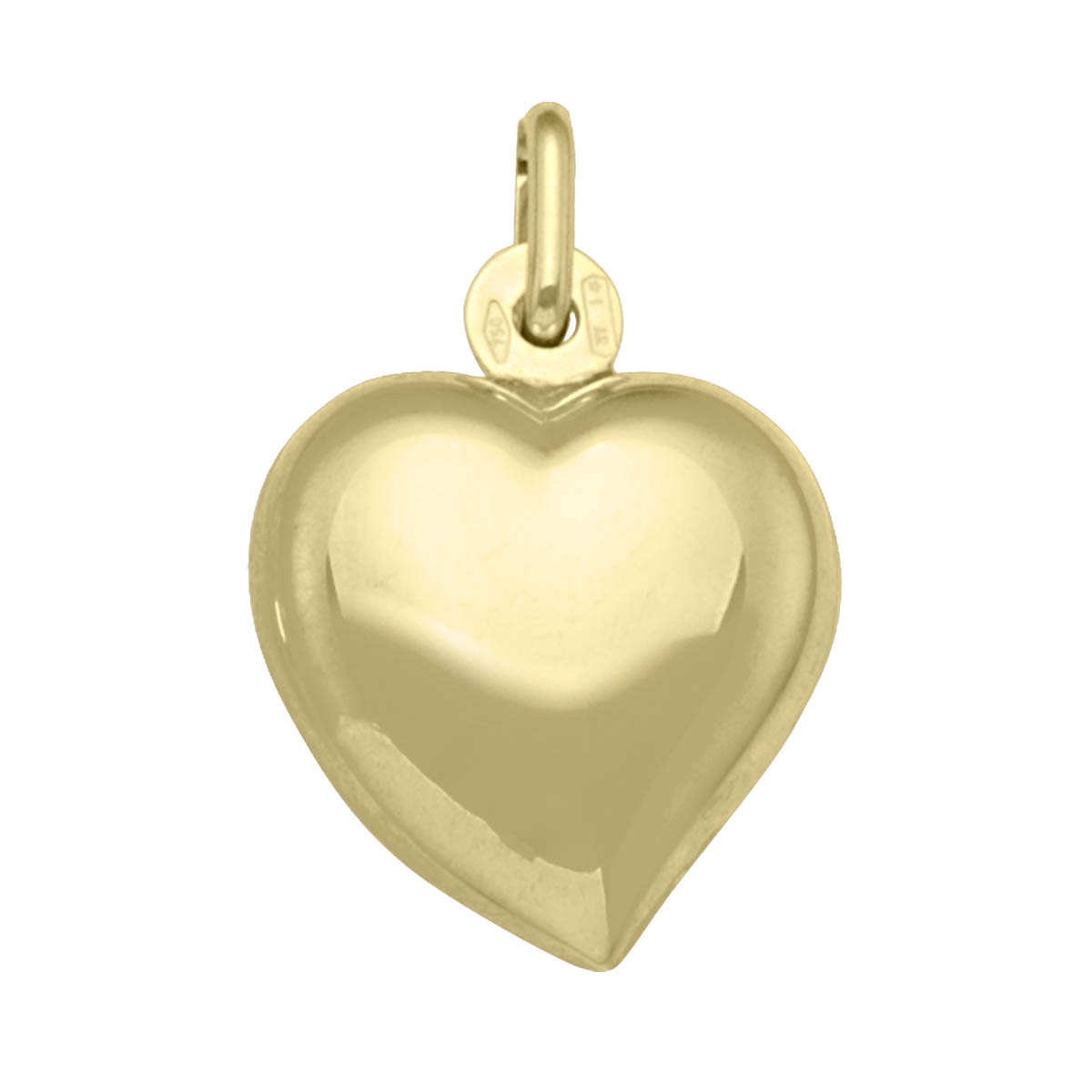 Yellow Gold Puffed Heart Charm - 14K