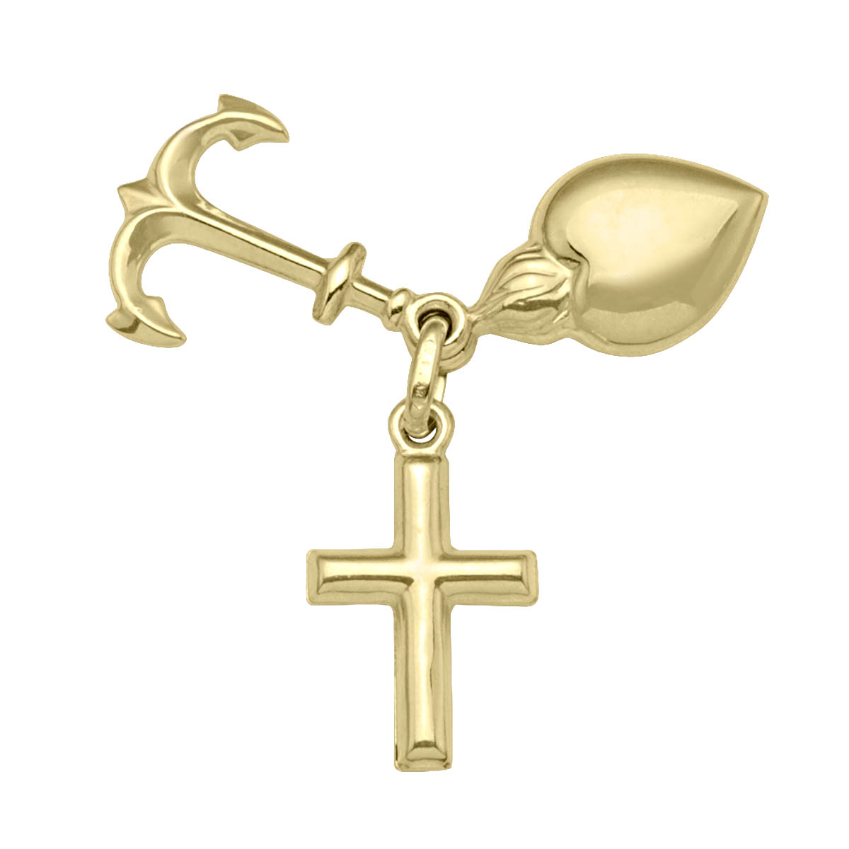 Yellow Gold Hope, Faith & Charity Charm - 18K