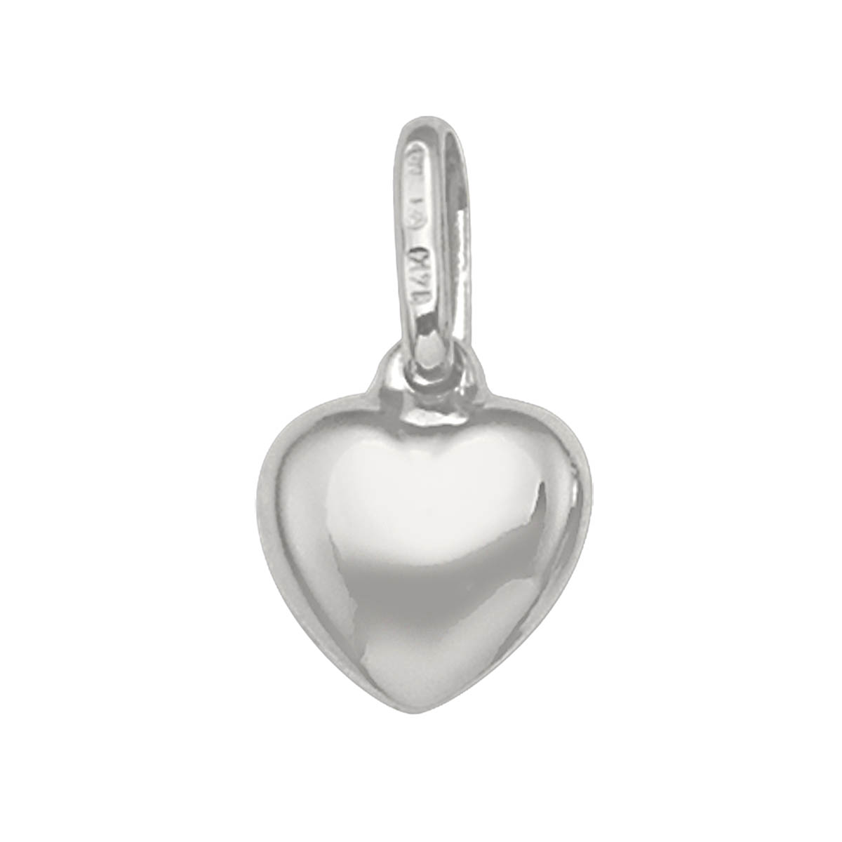 White Gold Puffed Heart Charm - 10K