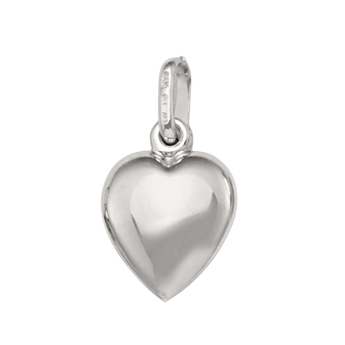 White Gold Puffed Heart Charm - 10K