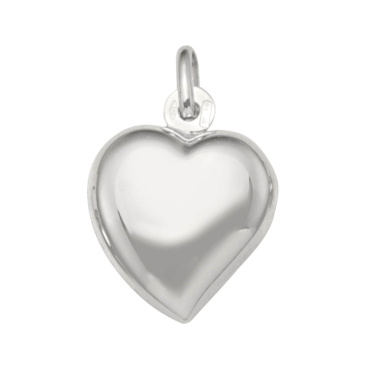 White Gold Puffed Heart Charm - 18K