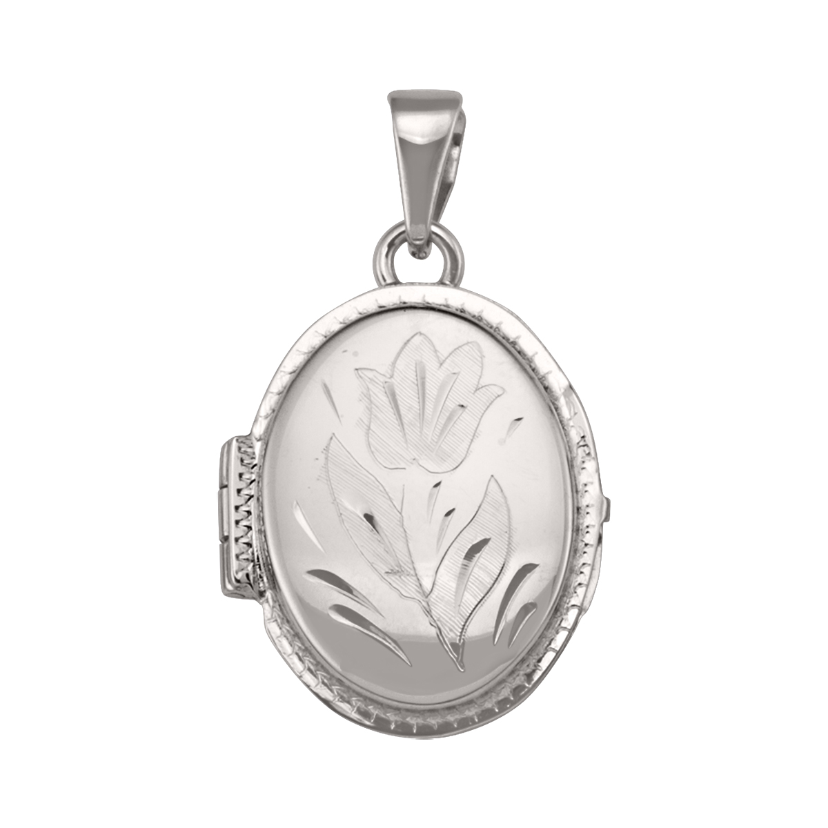 White Gold Oval Locket - 14K
