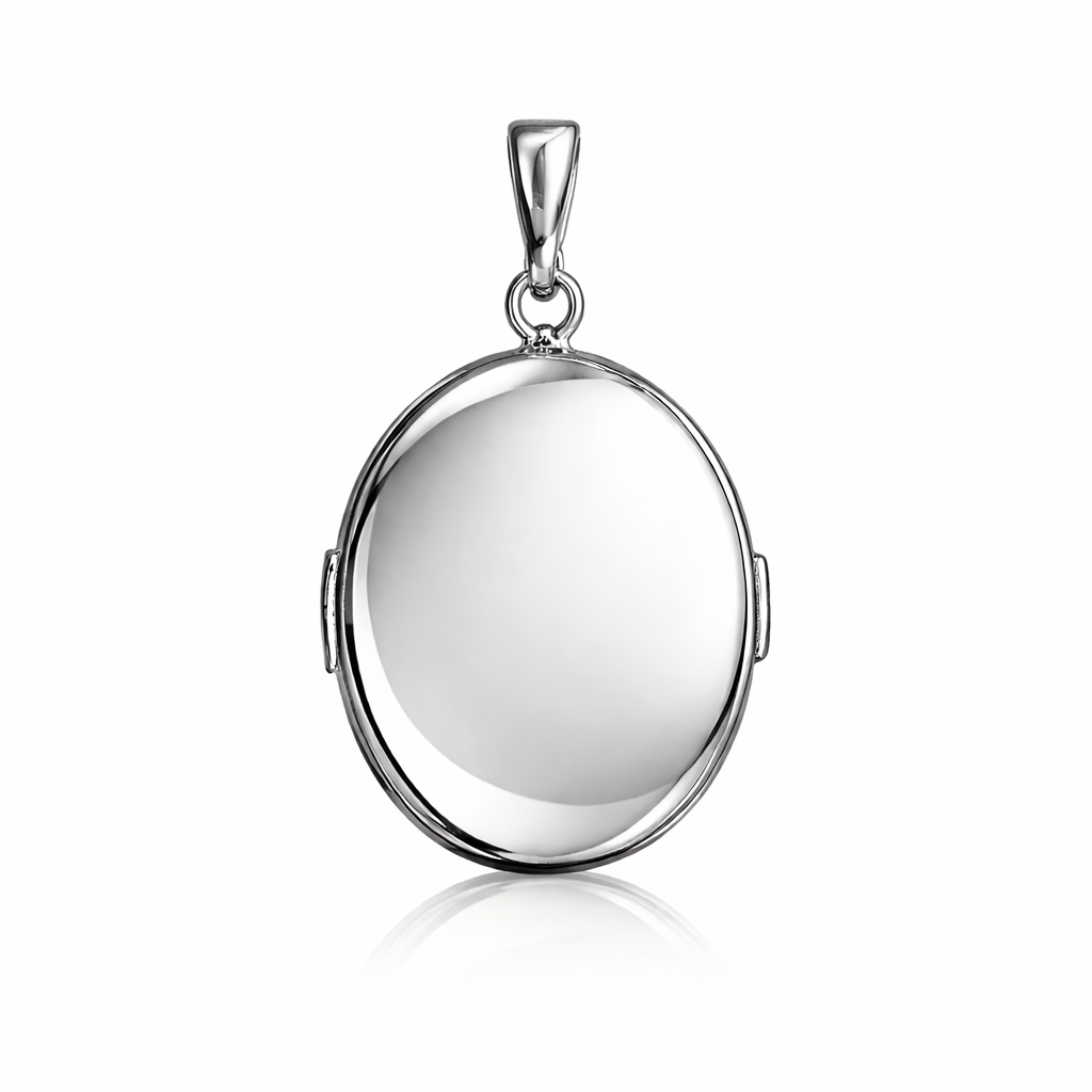 White Gold Oval Locket - 10K
