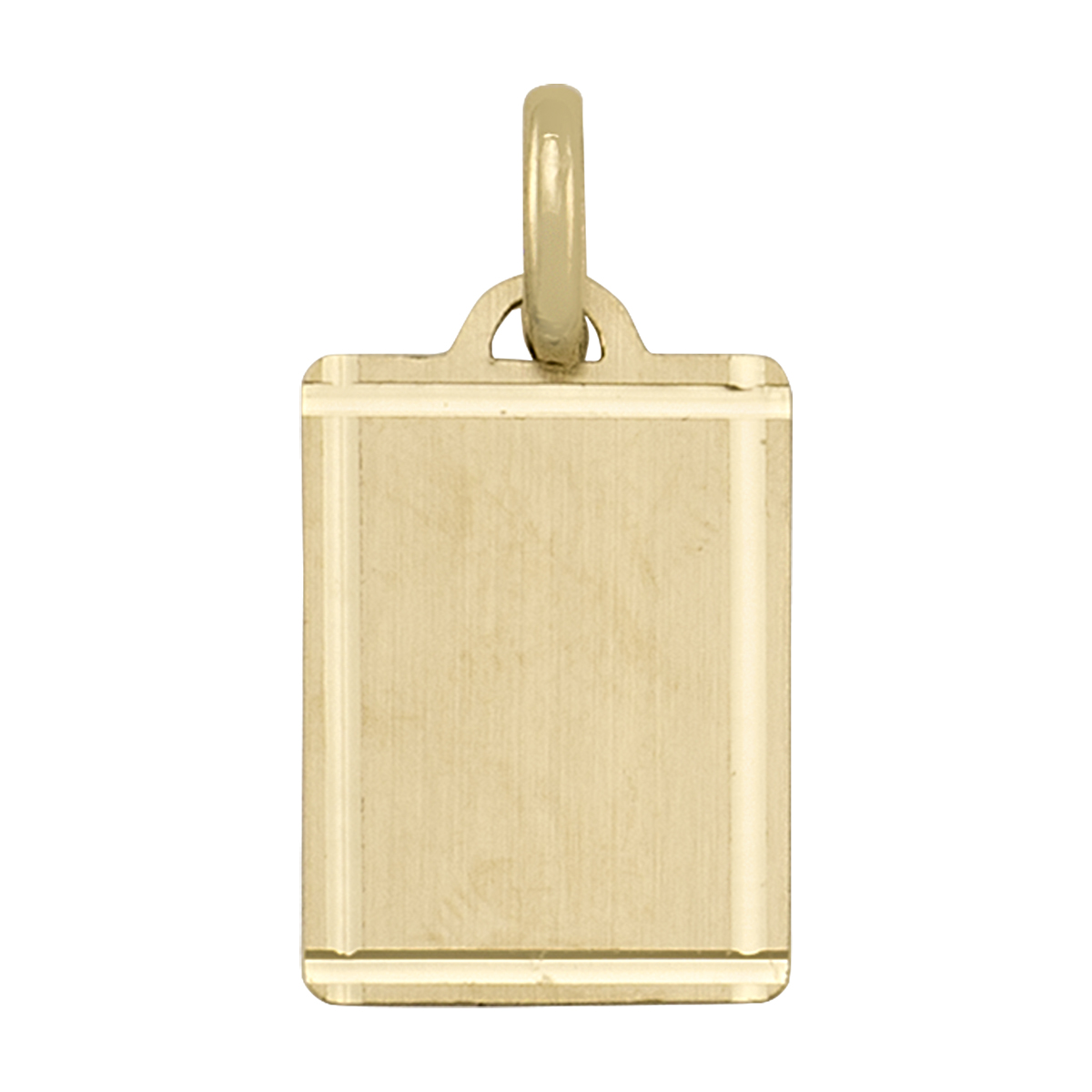 Yellow Gold Satin Finish Rectangular Tag Pendant