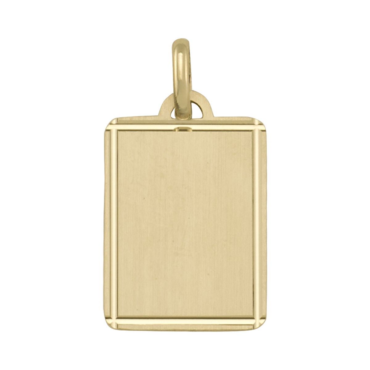 Yellow Gold Satin Finish Rectangular Tag Pendant