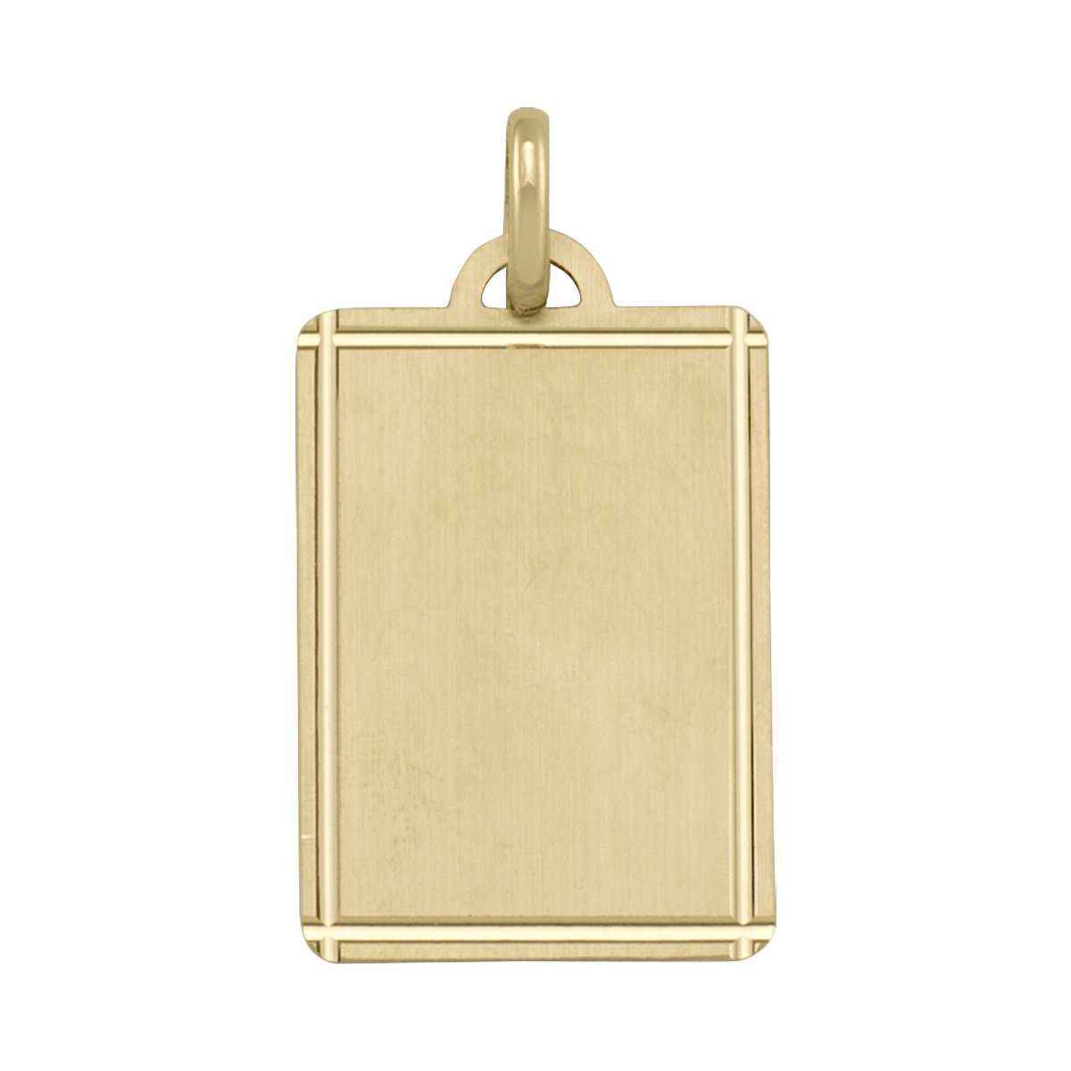 Yellow Gold Satin Finish Rectangular Tag Pendant
