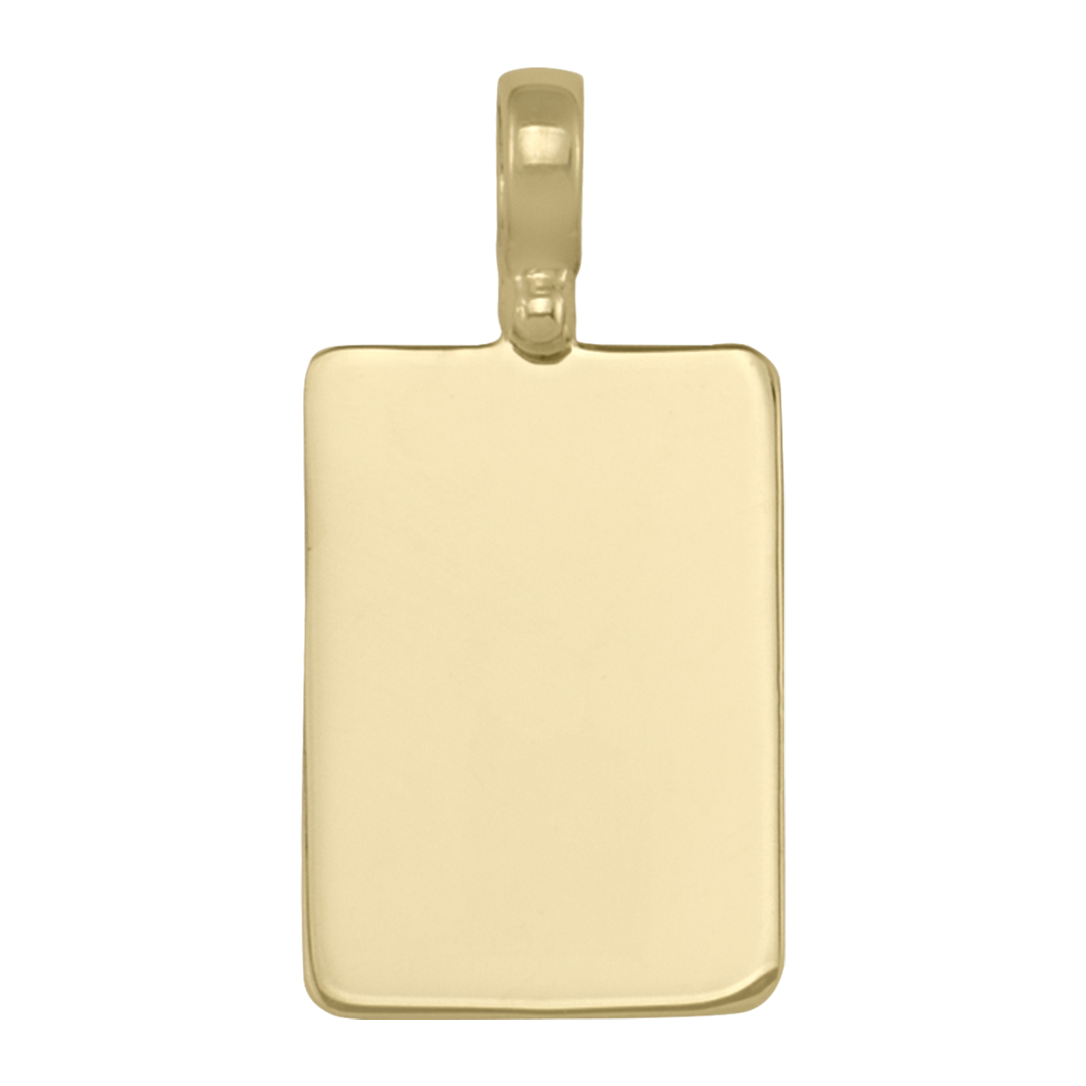 14K Yellow Gold Plain Rectangular Tag Pendant (0.8Mm Thick)