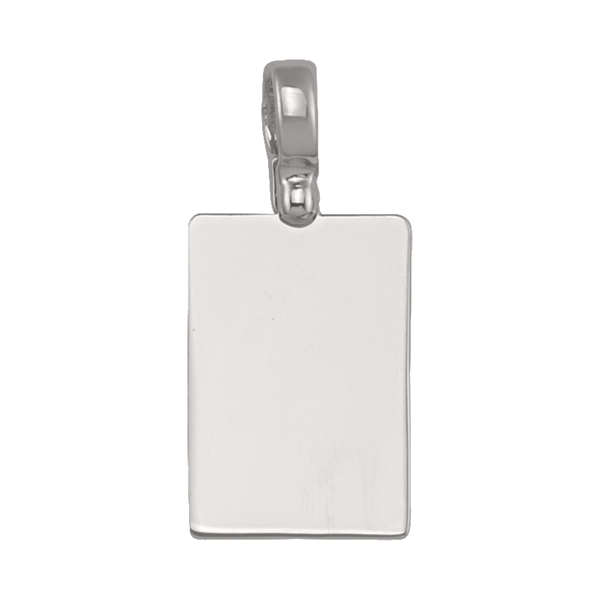 N6928- White Gold Plain Rectangular Tag Pendant - 10K