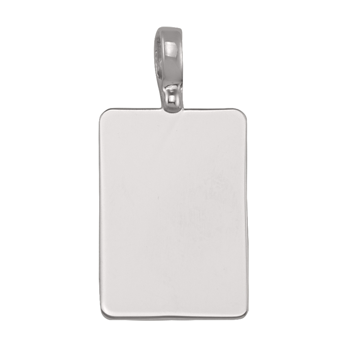 White Gold Plain Rectangular Tag Pendant - 14K