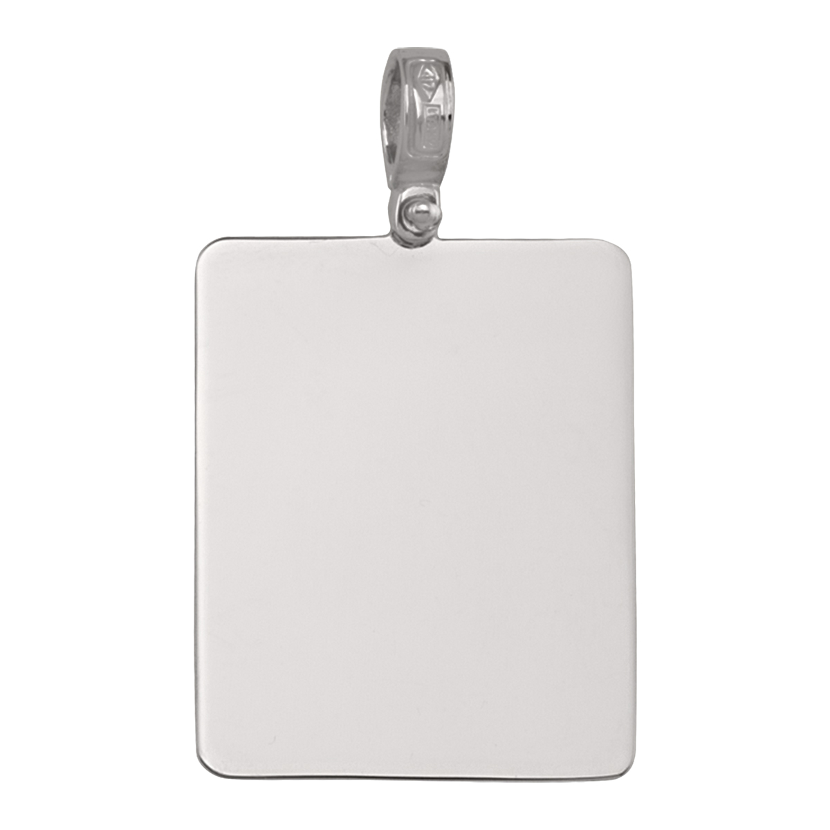 White Gold Plain Rectangular Tag Pendant - 10K