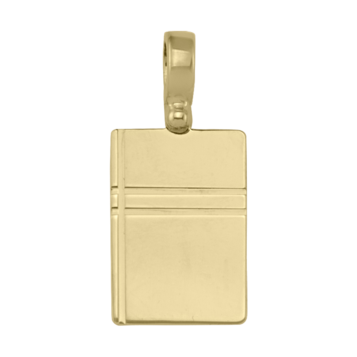 Yellow Gold Rectangular Tag Pendant With Design