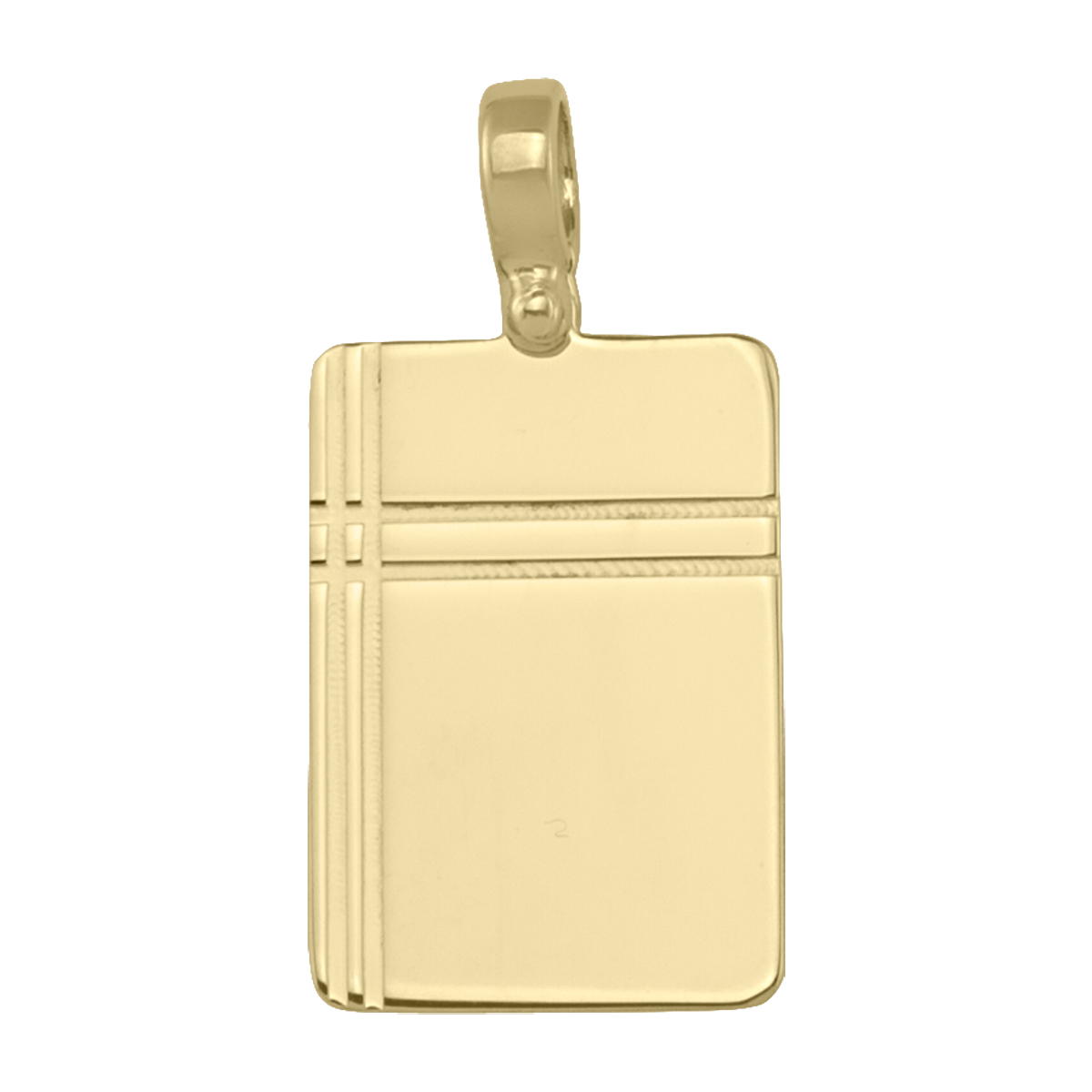 Yellow Gold Rectangular Tag Pendant With Design