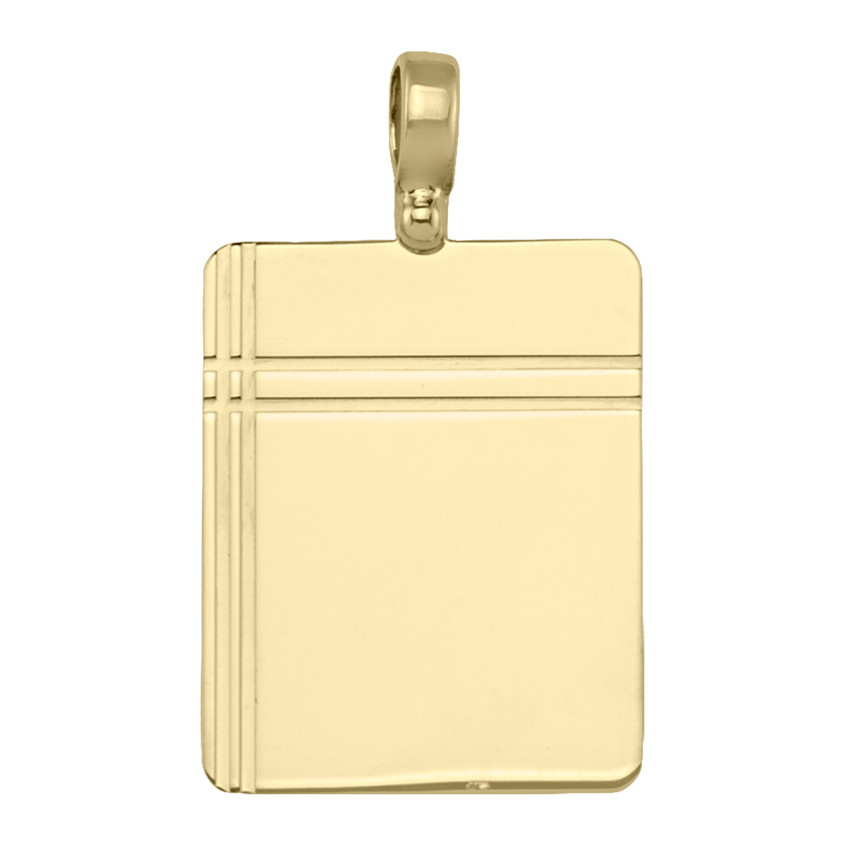 Yellow Gold Rectangular Tag Pendant With Design