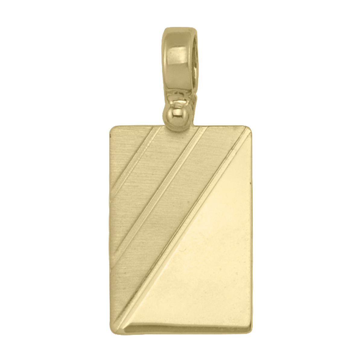 Yellow Gold Rectangular Tag Pendant With Design