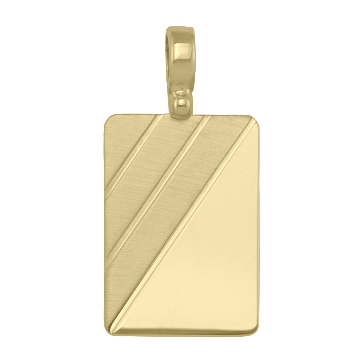 Yellow Gold Rectangular Tag Pendant With Design