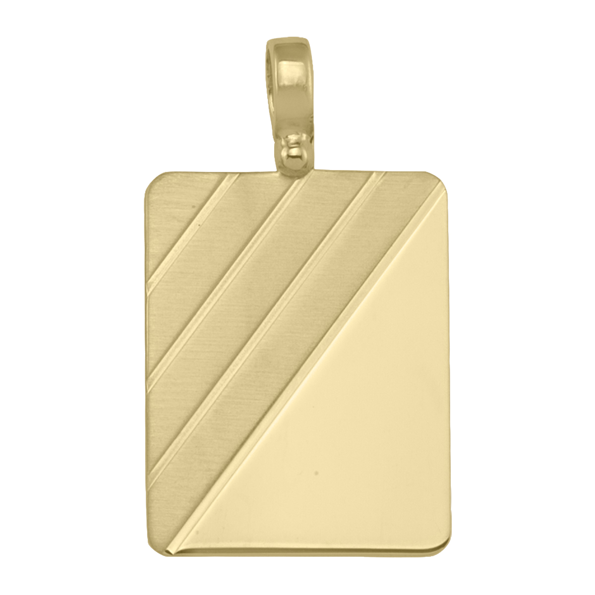 Yellow Gold Rectangular Tag Pendant With Design