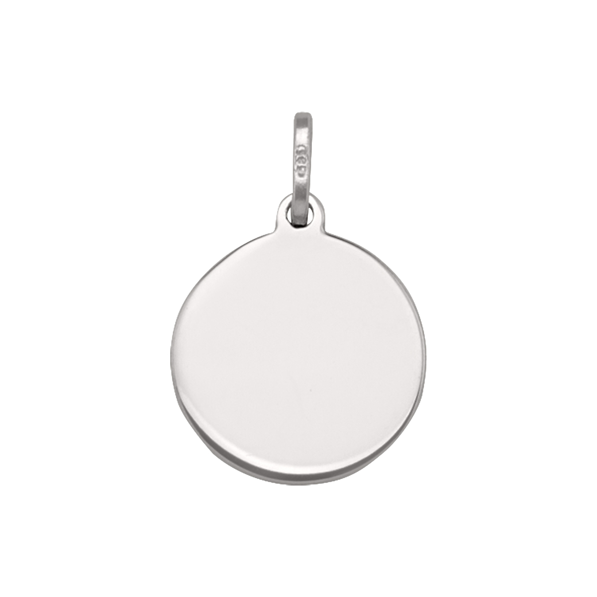 White Gold 14Mm Round Tag Pendant (0.5 Mm) - 14K