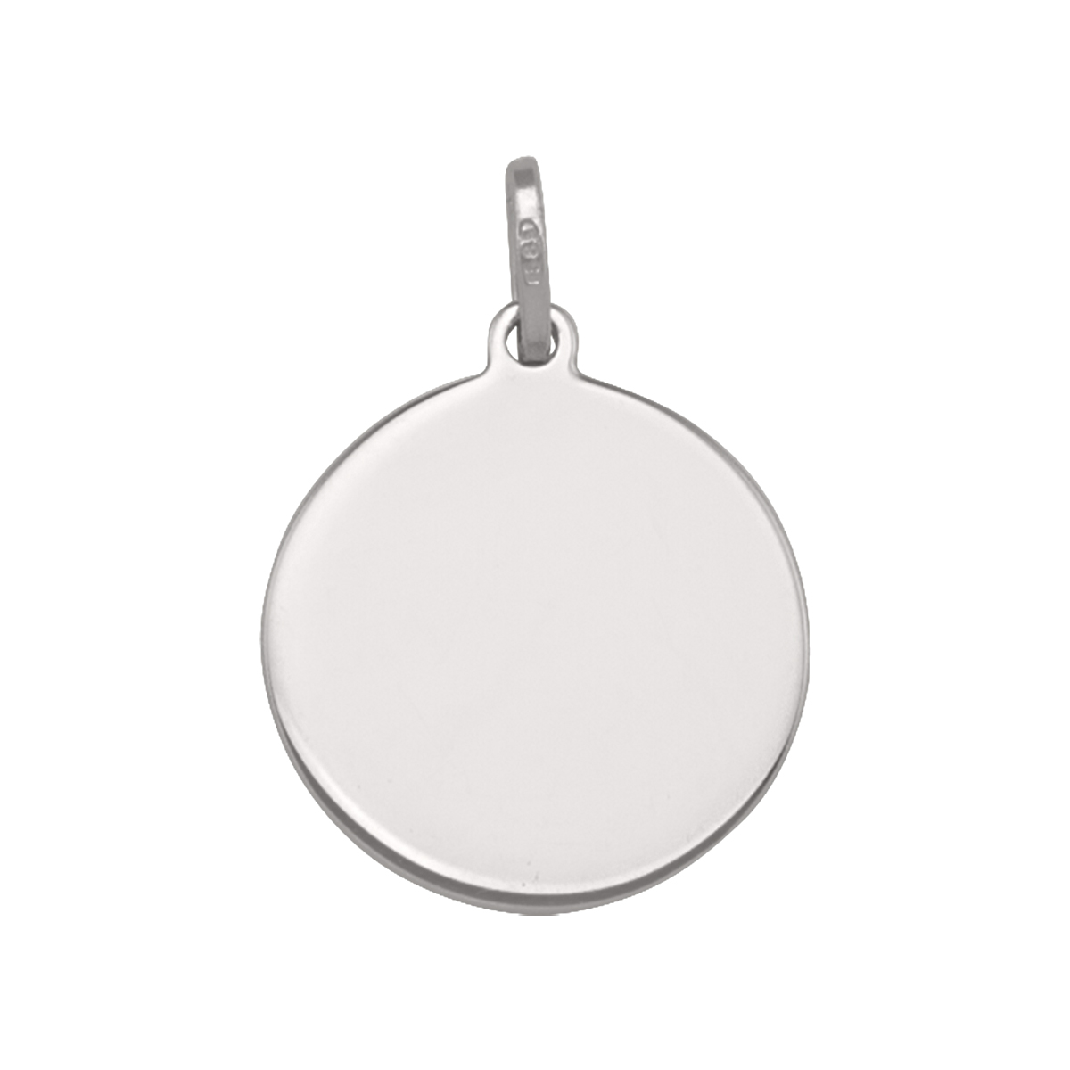 White Gold 16Mm Round Tag Pendant (0.5Mm) - 10K