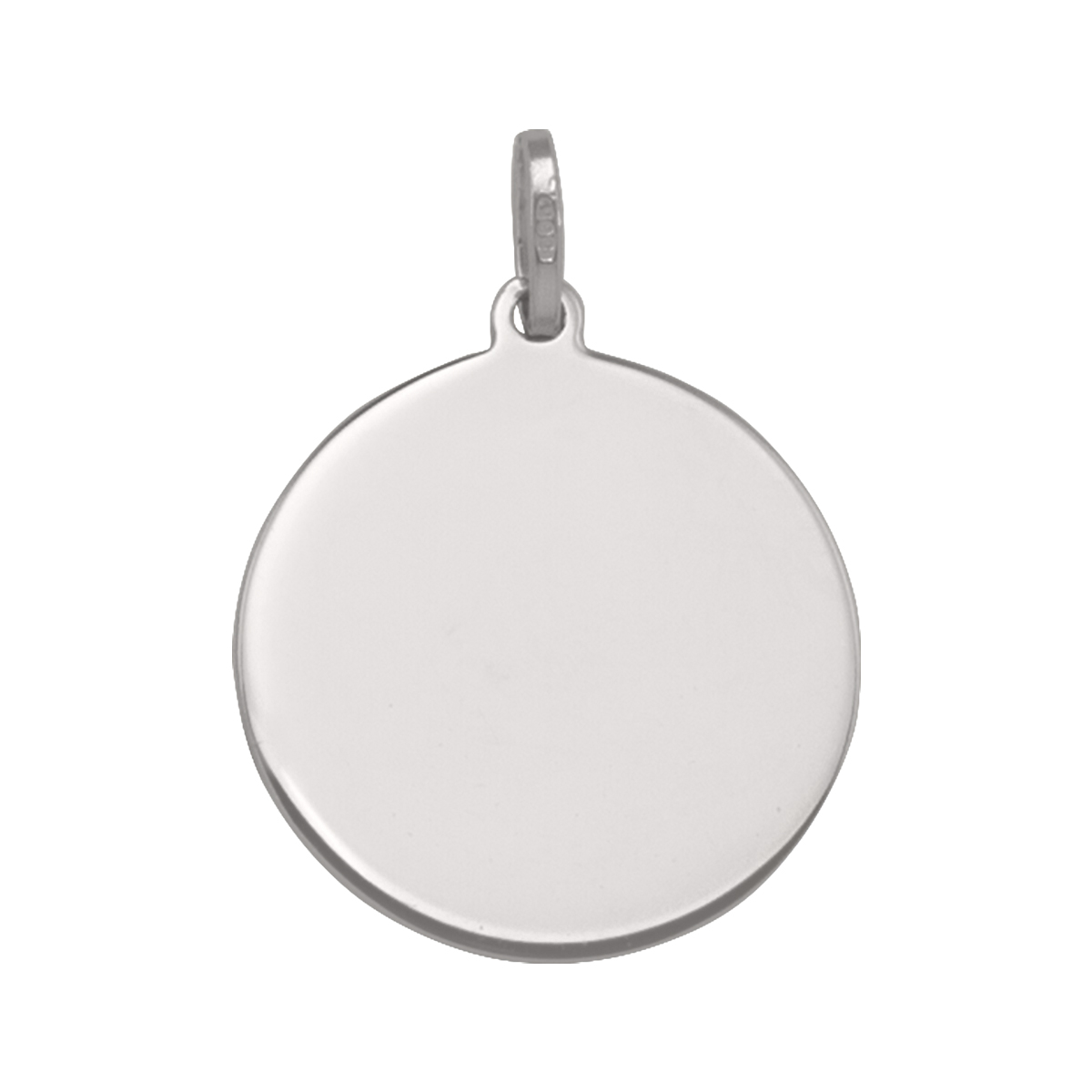 White Gold 18Mm Round Tag Pendant (0.5Mm Thick) - 10K