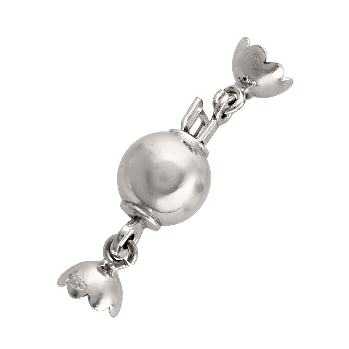 8Mm White Gold Ball Pearl Clasp