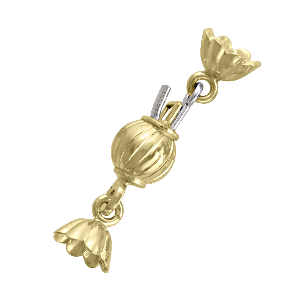 6Mm Yellow Gold Ribbed Ball Pearl Clasp