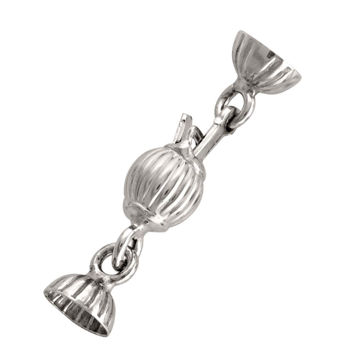 6Mm White Gold Ribbed Ball Pearl Clasp