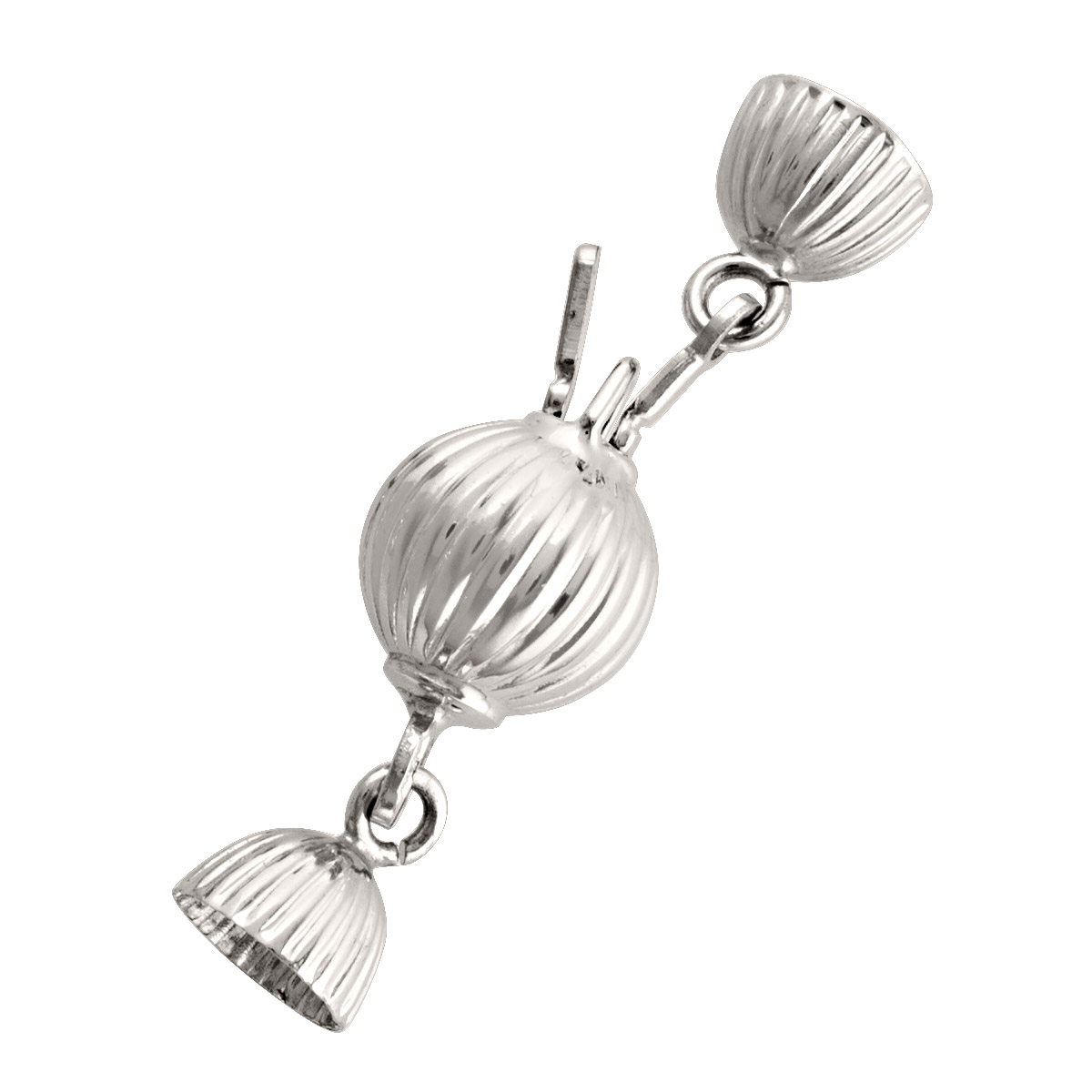 8Mm White Gold Ribbed Ball Pearl Clasp