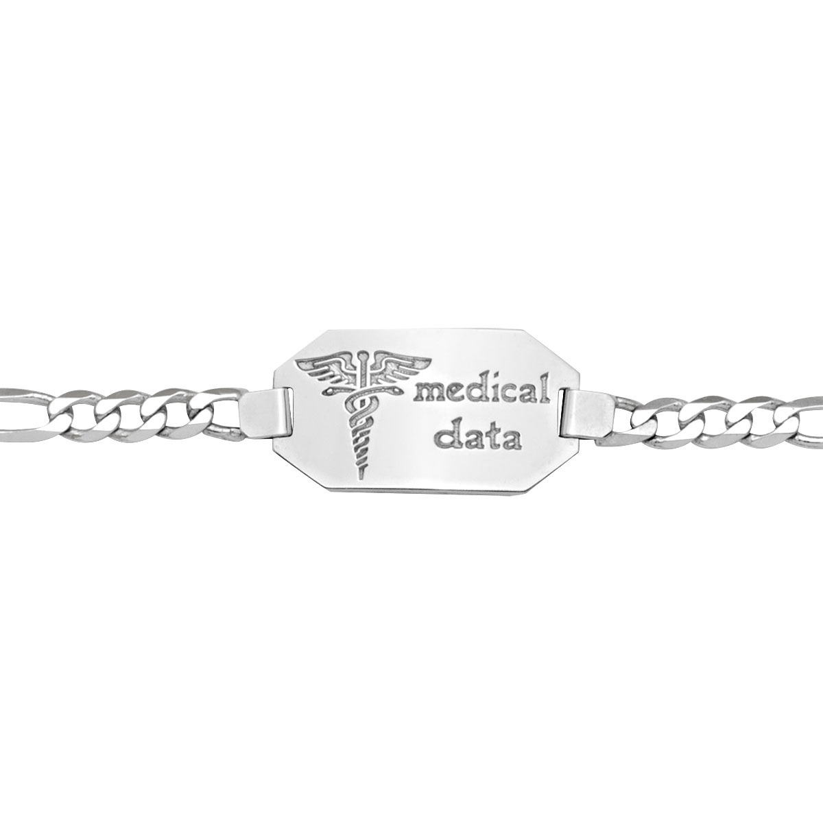 N7120 White Gold Medical Data Bracelet