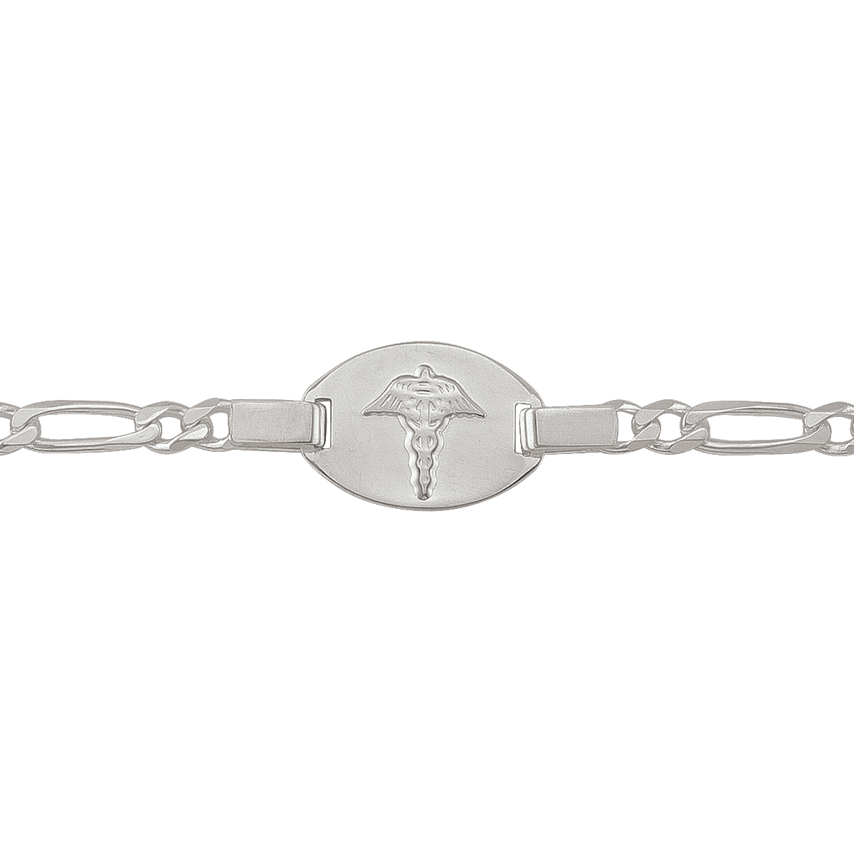 Sterling Silver Figaro Link Medical Data Bracelet