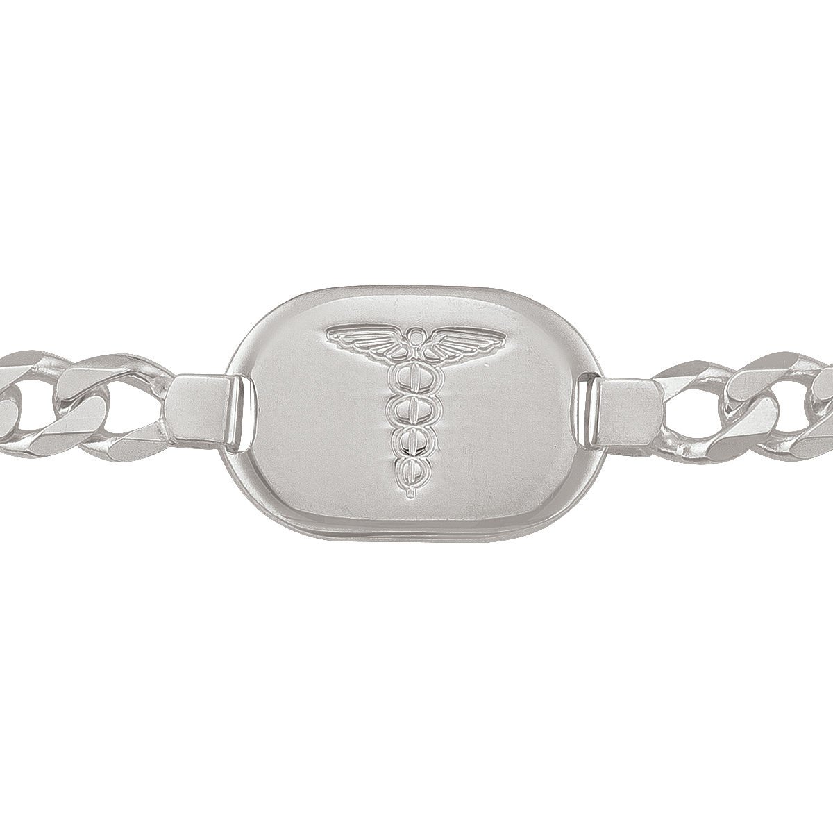 Sterling Silver Curb Link Medical Data Bracelet