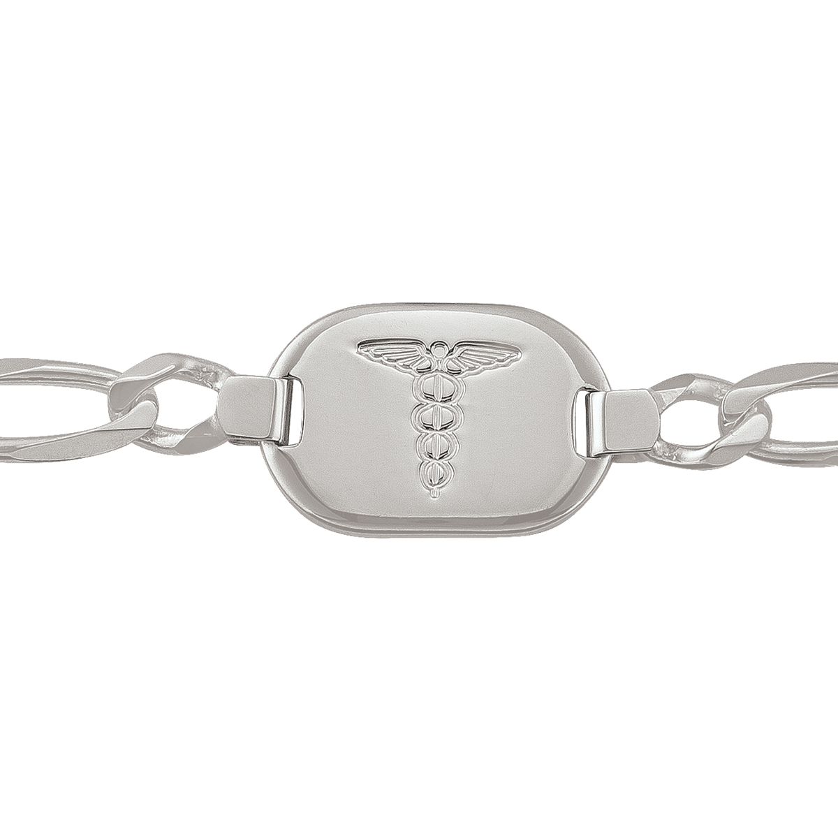 Sterling Silver Figaro Link Medical Data Bracelet