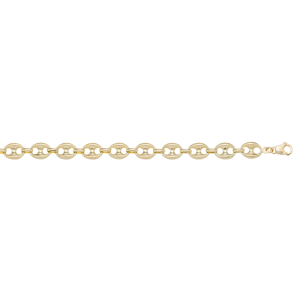 Yellow Gold Hollow Puffed Anchor Link - 14K - 14k - 7.5"
