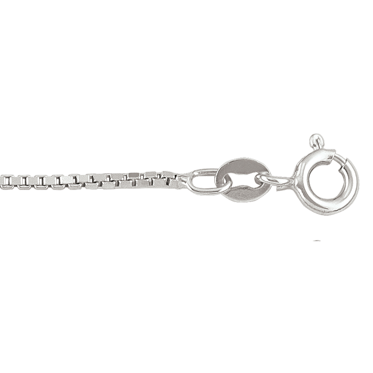 Silver Rhodium Solid Box Link - SS - Silver - 22"