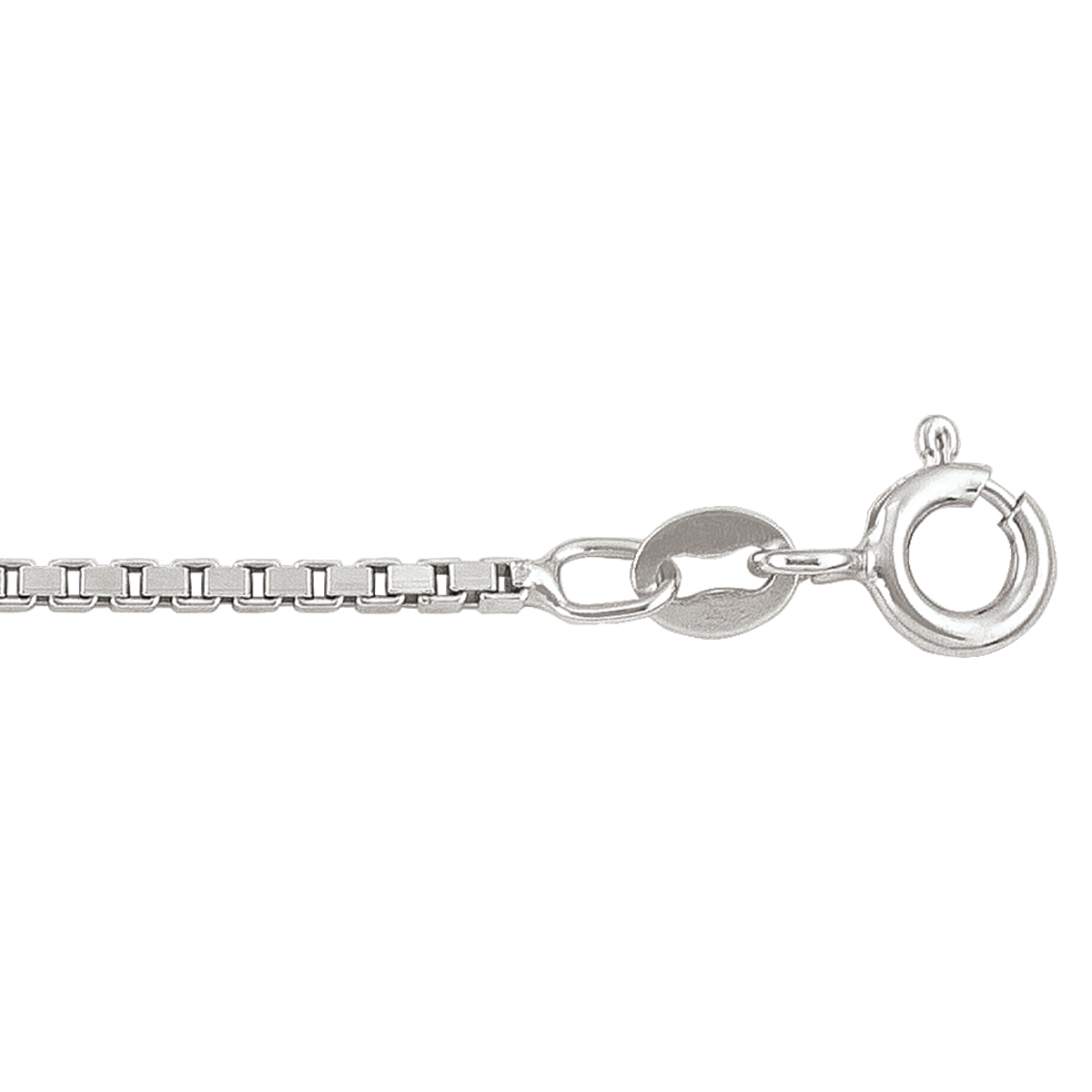 Silver Rhodium Solid Box Link - SS - Silver - 18"