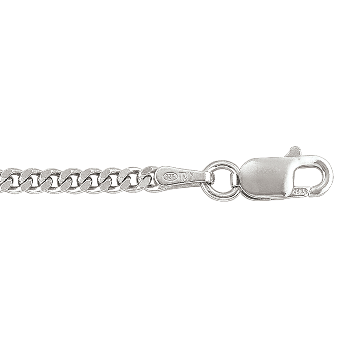 Silver Rhodium Solid Curb Link - SS - Silver - 20"