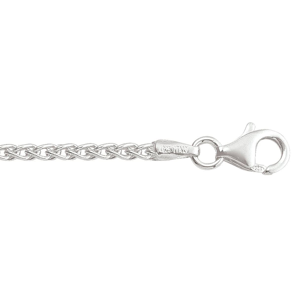 Silver Solid Round Wheat Link - SS - Silver - 16"
