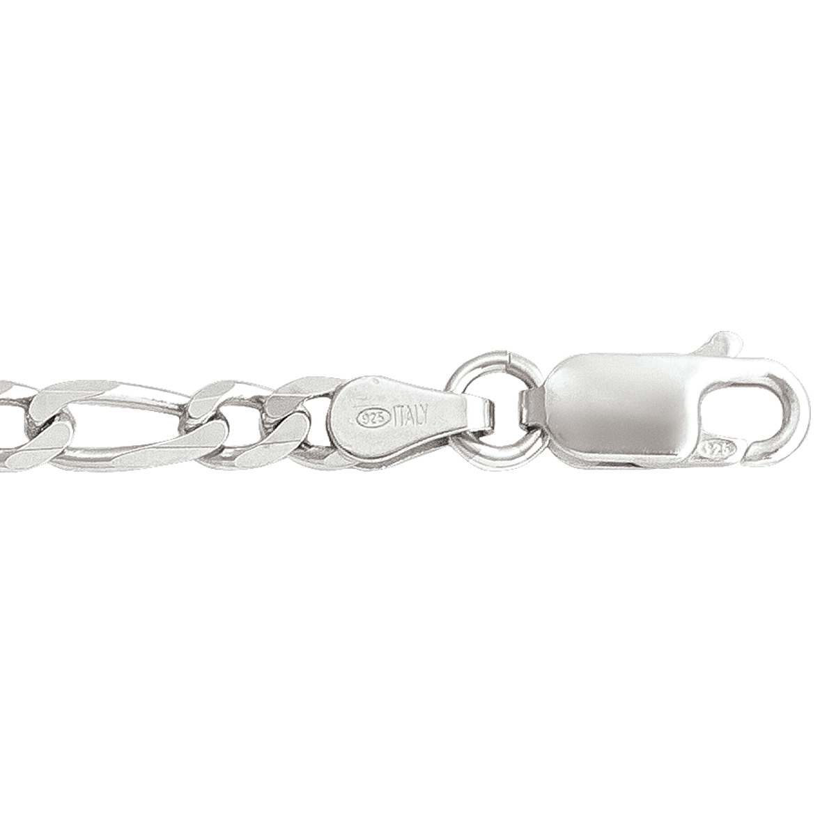 Silver Rhodium Solid Figaro Link - SS - Silver - 22"