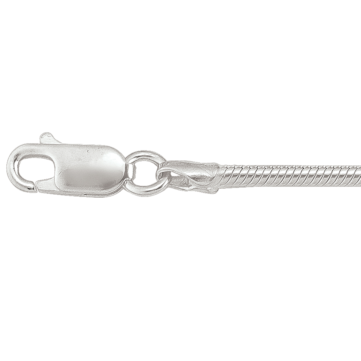 Silver Round Snake Link - SS - Silver - 18"