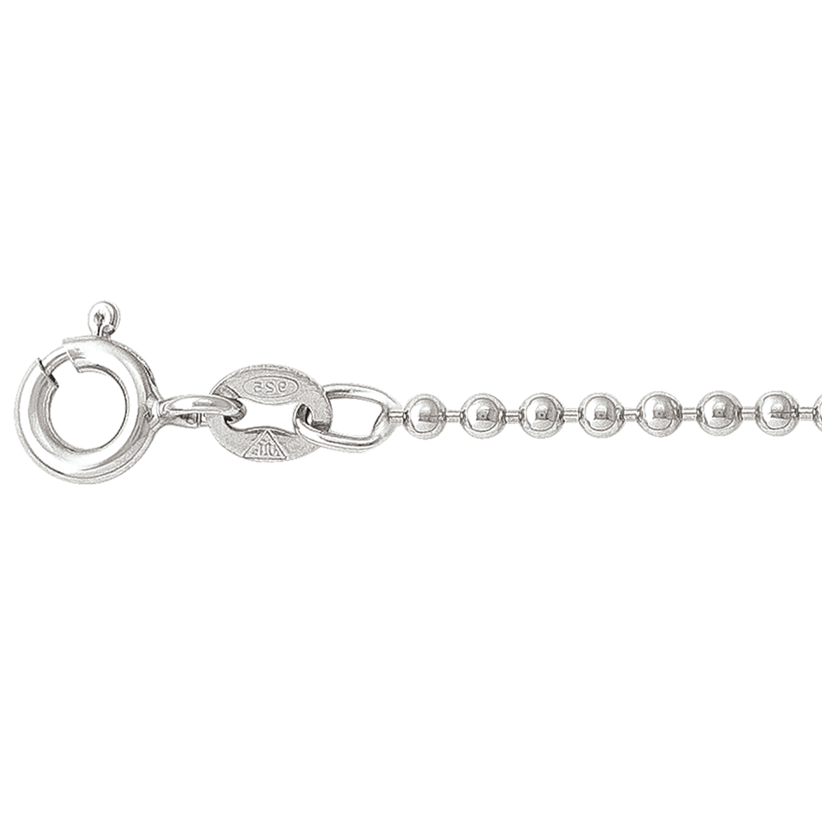 Silver Rhodium Bead Link - SS - Silver - 18"