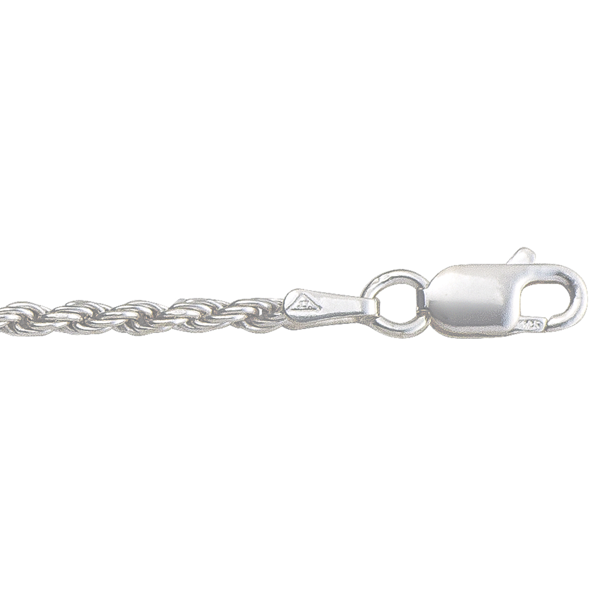 Silver Solid Diamond Cut Rope Link - SS - Silver - 30"
