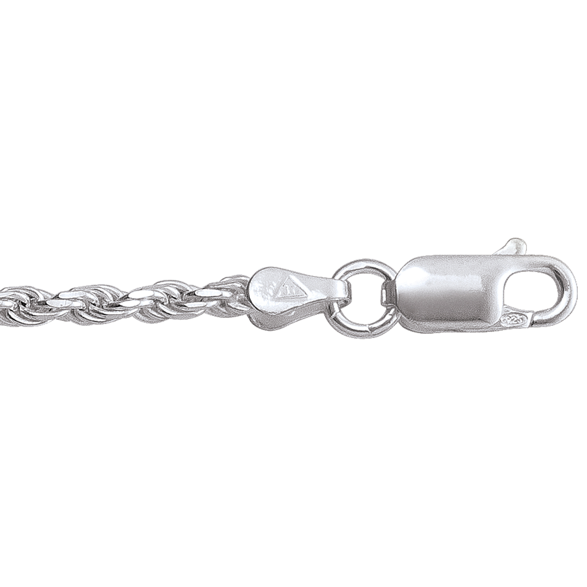 Silver Solid Diamond Cut Rope - SS - Silver - 18"