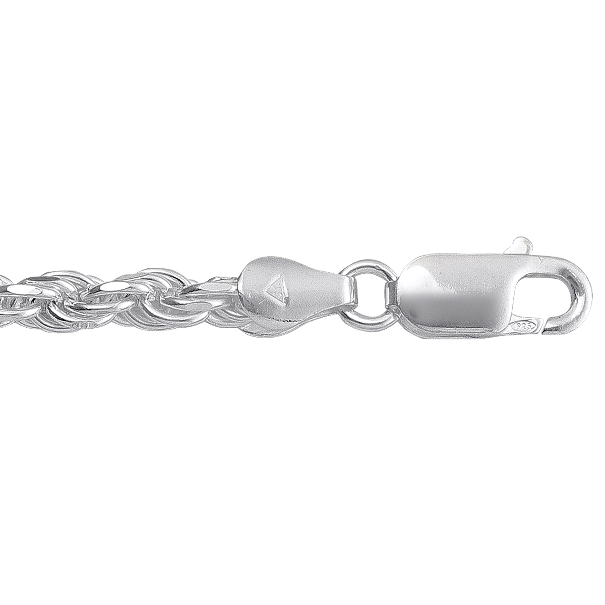 Silver Solid Diamond Cut Rope Link - SS - Silver - 30"
