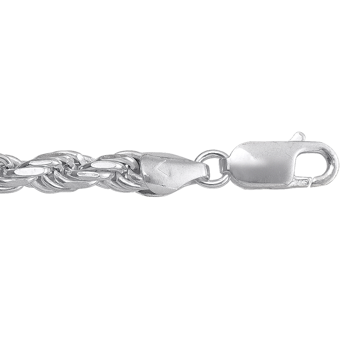 Silver Solid Diamond Cut Rope Link - SS - Silver - 18"
