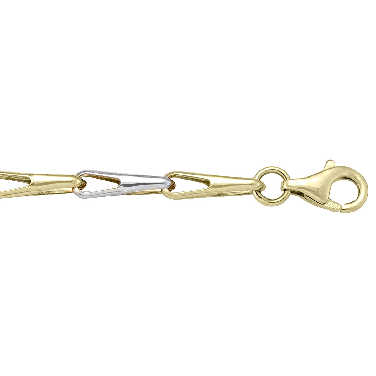 Two Tone Gold Hollow Fancy Round Link - 18K - 18k - 8"